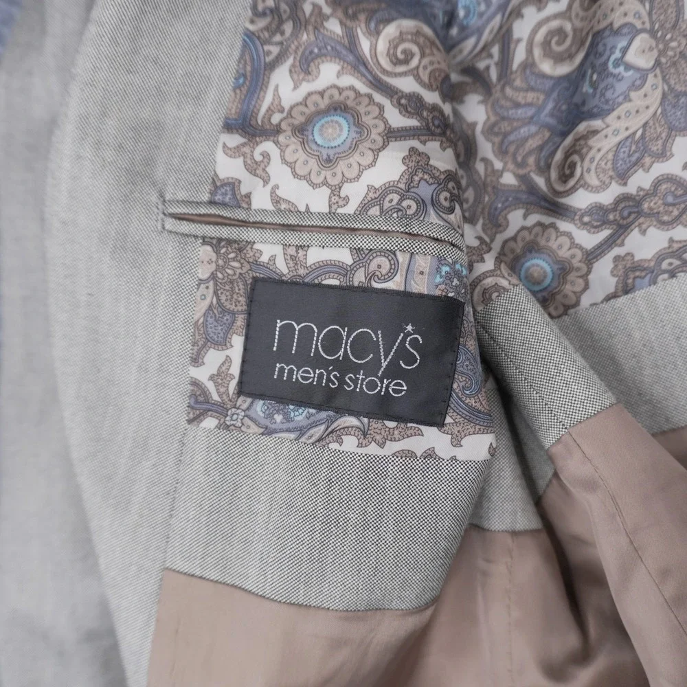 Lauren Ralph Lauren Blazer Mens 42R Grey Paisley Lining Sport Coat Macy's